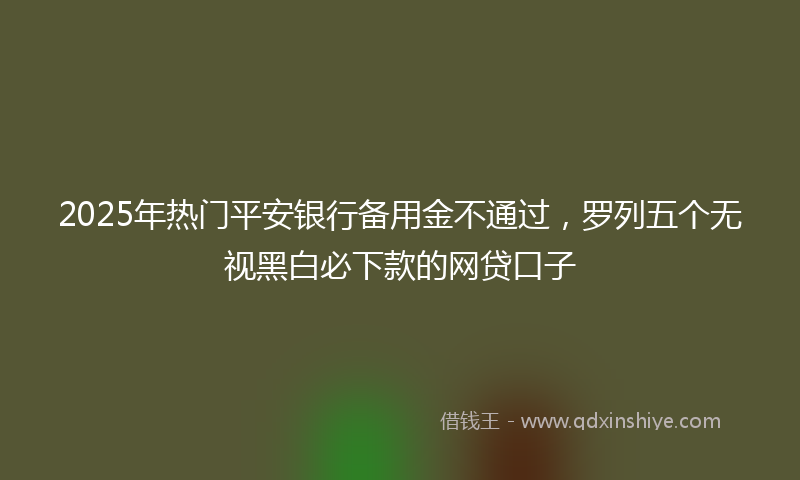 2025年热门平安银行备用金不通过，罗列五个无视黑白必下款的网贷口子