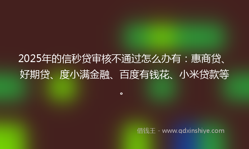 2025年的信秒贷审核不通过怎么办有：惠商贷、好期贷、度小满金融、百度有钱花、小米贷款等。