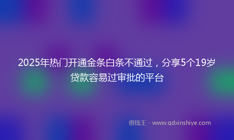 2025年热门开通金条白条不通过，分享5个19岁贷款容易过审批的平台