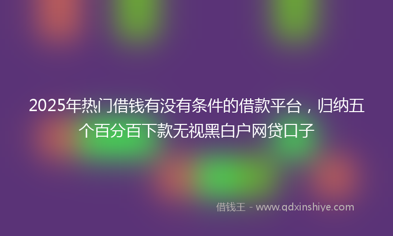 2025年热门借钱有没有条件的借款平台，归纳五个百分百下款无视黑白户网贷口子
