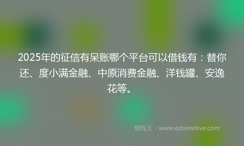 2025年的征信有呆账哪个平台可以借钱有：替你还、度小满金融、中原消费金融、洋钱罐、安逸花等。