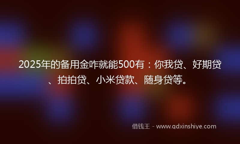 2025年的备用金咋就能500有：你我贷、好期贷、拍拍贷、小米贷款、随身贷等。