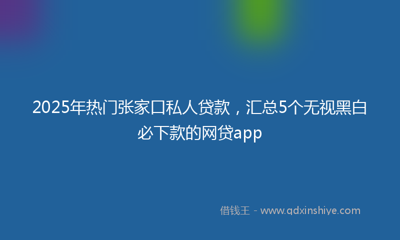 2025年热门张家口私人贷款，汇总5个无视黑白必下款的网贷app
