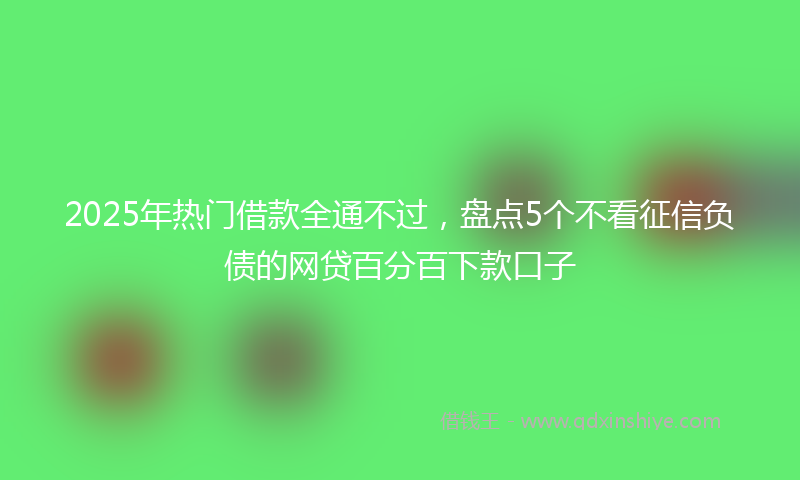 2025年热门借款全通不过，盘点5个不看征信负债的网贷百分百下款口子