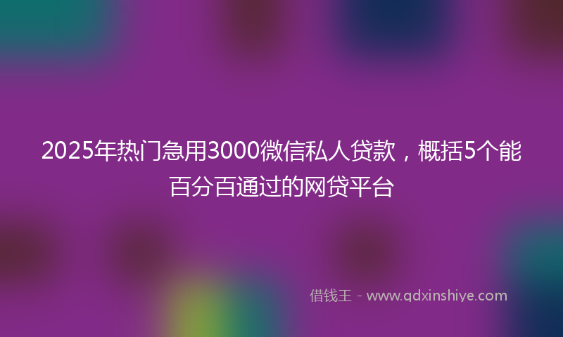 2025年热门急用3000微信私人贷款，概括5个能百分百通过的网贷平台