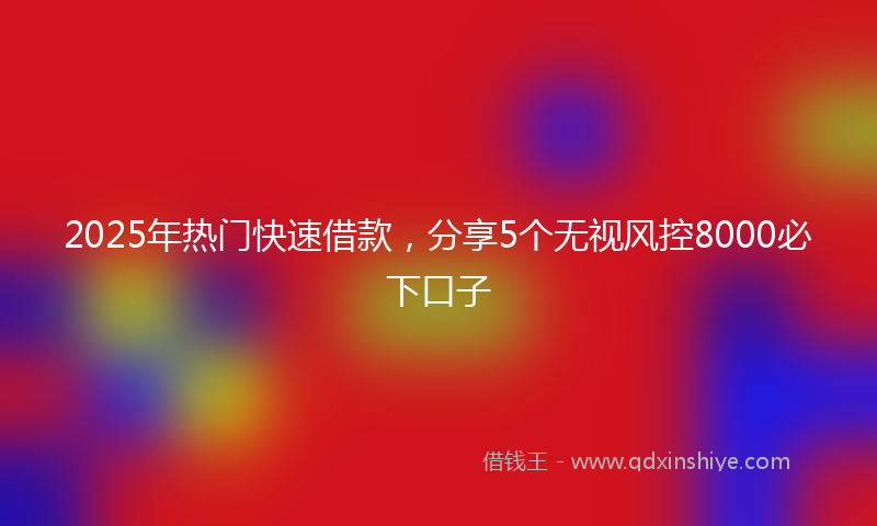 2025年热门快速借款，分享5个无视风控8000必下口子