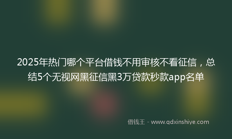 2025年热门哪个平台借钱不用审核不看征信，总结5个无视网黑征信黑3万贷款秒款app名单