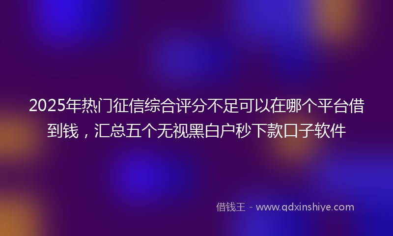 2025年热门征信综合评分不足可以在哪个平台借到钱，汇总五个无视黑白户秒下款口子软件
