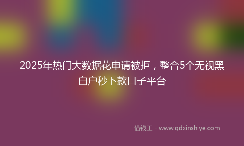 2025年热门大数据花申请被拒，整合5个无视黑白户秒下款口子平台