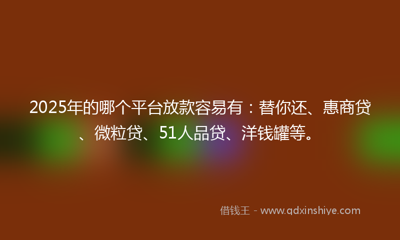 2025年的哪个平台放款容易有：替你还、惠商贷、微粒贷、51人品贷、洋钱罐等。