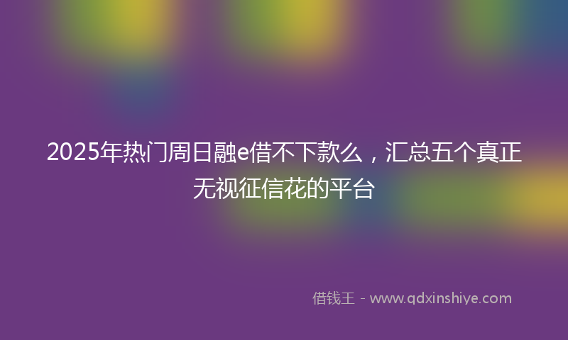 2025年热门周日融e借不下款么，汇总五个真正无视征信花的平台