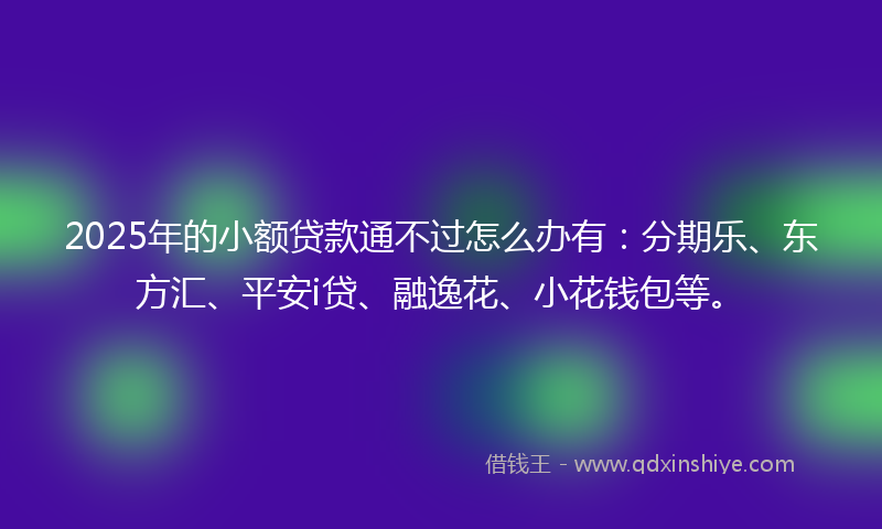 2025年的小额贷款通不过怎么办有：分期乐、东方汇、平安i贷、融逸花、小花钱包等。