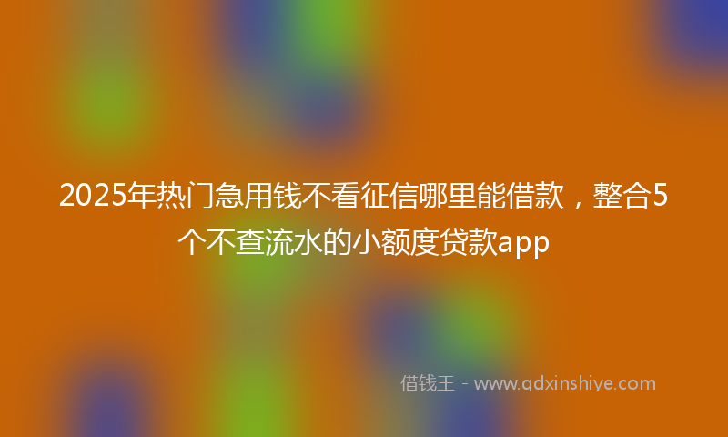 2025年热门急用钱不看征信哪里能借款，整合5个不查流水的小额度贷款app