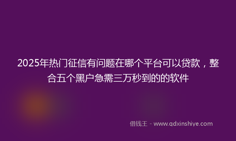 2025年热门征信有问题在哪个平台可以贷款，整合五个黑户急需三万秒到的的软件