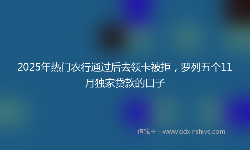 2025年热门农行通过后去领卡被拒，罗列五个11月独家贷款的口子