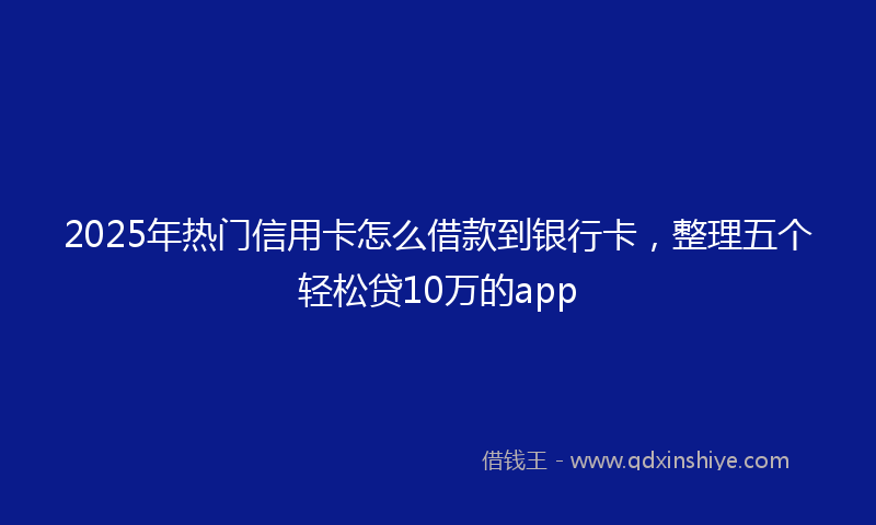 2025年热门信用卡怎么借款到银行卡，整理五个轻松贷10万的app