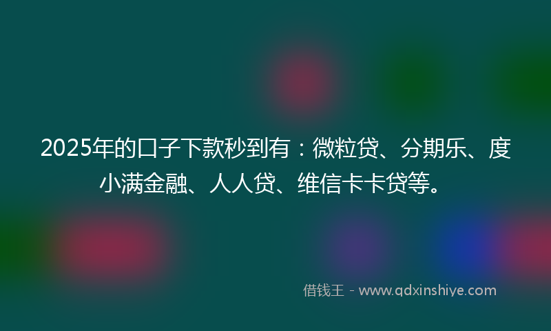 2025年的口子下款秒到有：微粒贷、分期乐、度小满金融、人人贷、维信卡卡贷等。