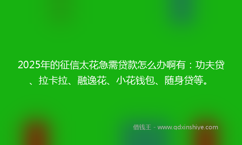 2025年的征信太花急需贷款怎么办啊有：功夫贷、拉卡拉、融逸花、小花钱包、随身贷等。