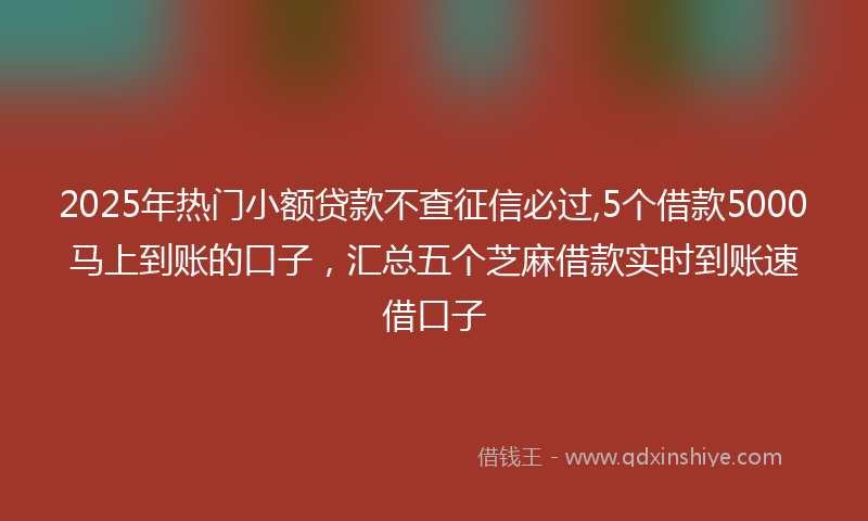 2025年热门小额贷款不查征信必过,5个借款5000马上到账的口子，汇总五个芝麻借款实时到账速借口子