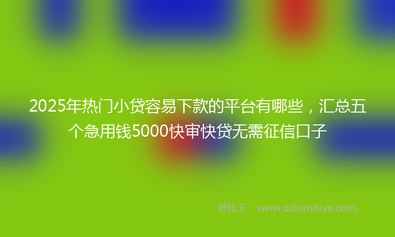 2025年热门小贷容易下款的平台有哪些，汇总五个急用钱5000快审快贷无需征信口子