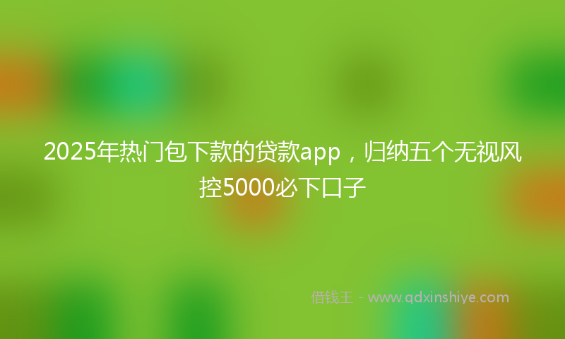 2025年热门包下款的贷款app，归纳五个无视风控5000必下口子