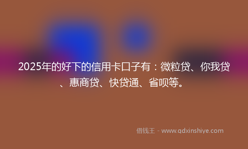 2025年的好下的信用卡口子有：微粒贷、你我贷、惠商贷、快贷通、省呗等。