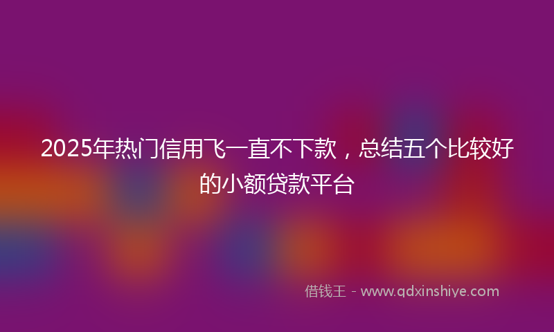 2025年热门信用飞一直不下款，总结五个比较好的小额贷款平台