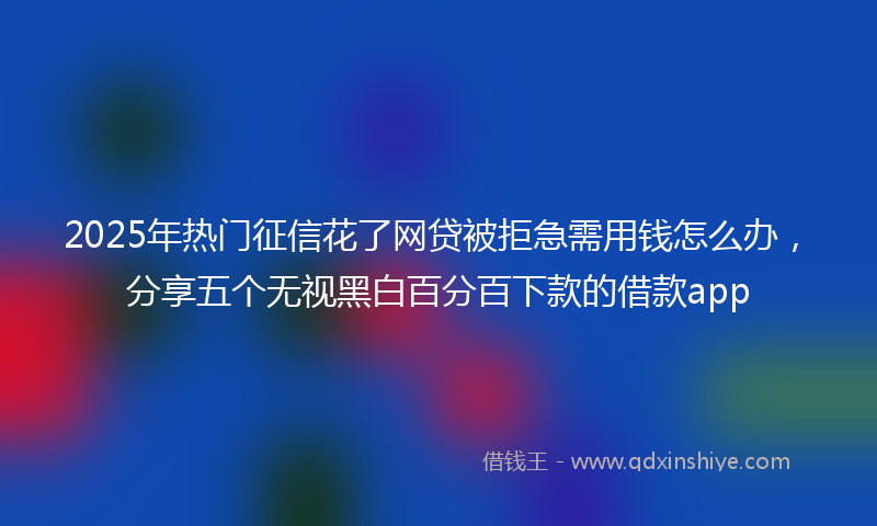 2025年热门征信花了网贷被拒急需用钱怎么办，分享五个无视黑白百分百下款的借款app