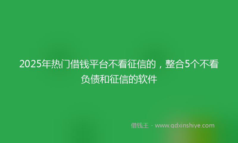 2025年热门借钱平台不看征信的，整合5个不看负债和征信的软件