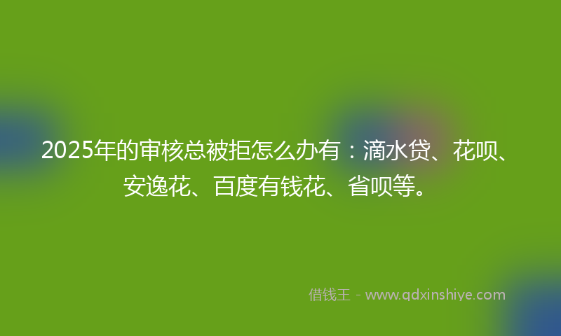 2025年的审核总被拒怎么办有：滴水贷、花呗、安逸花、百度有钱花、省呗等。