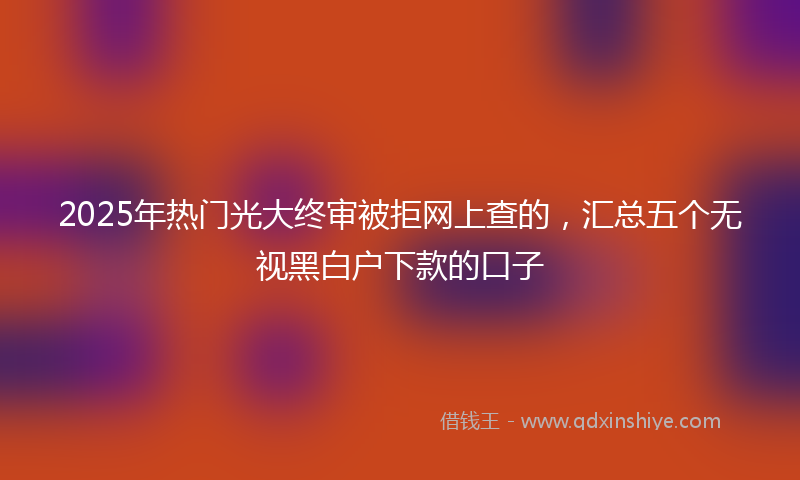 2025年热门光大终审被拒网上查的，汇总五个无视黑白户下款的口子