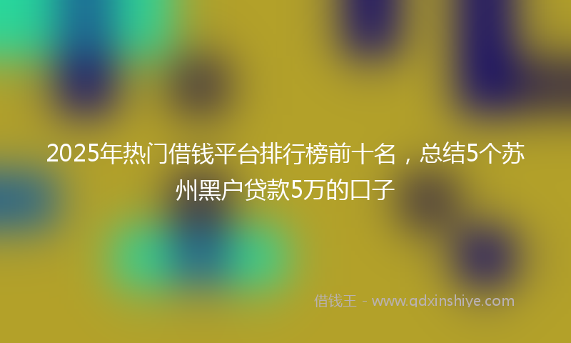 2025年热门借钱平台排行榜前十名，总结5个苏州黑户贷款5万的口子