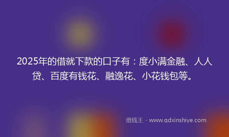 2025年的借就下款的口子有：度小满金融、人人贷、百度有钱花、融逸花、小花钱包等。