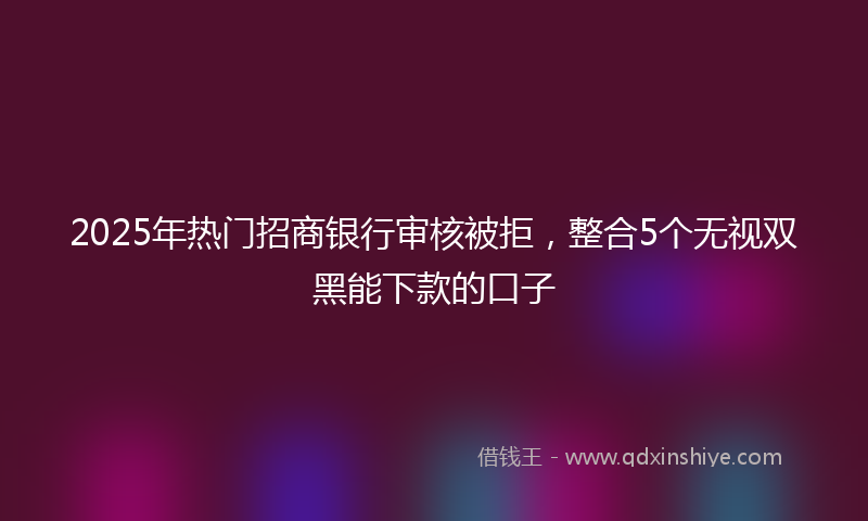2025年热门招商银行审核被拒，整合5个无视双黑能下款的口子