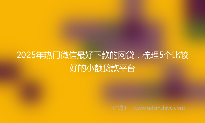 2025年热门微信最好下款的网贷，梳理5个比较好的小额贷款平台