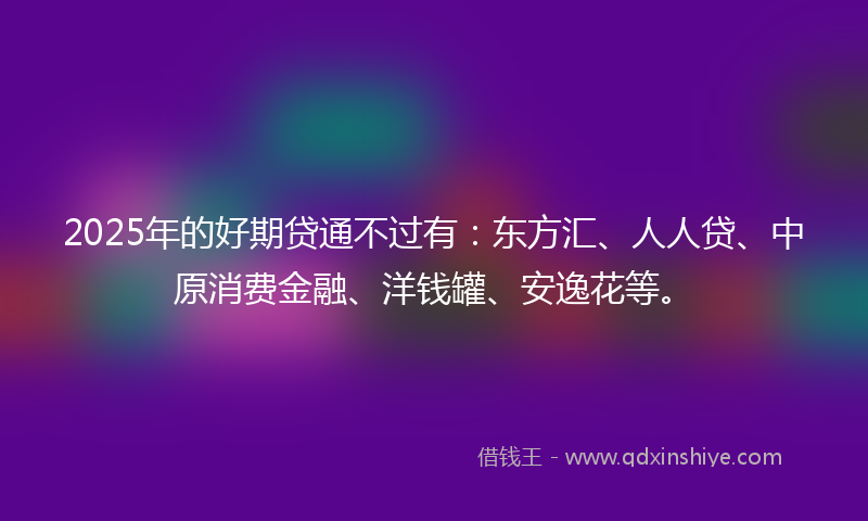 2025年的好期贷通不过有：东方汇、人人贷、中原消费金融、洋钱罐、安逸花等。