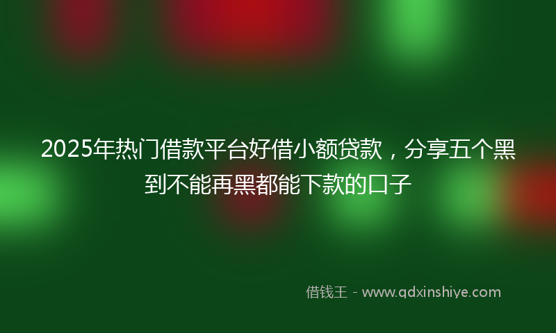 2025年热门借款平台好借小额贷款，分享五个黑到不能再黑都能下款的口子