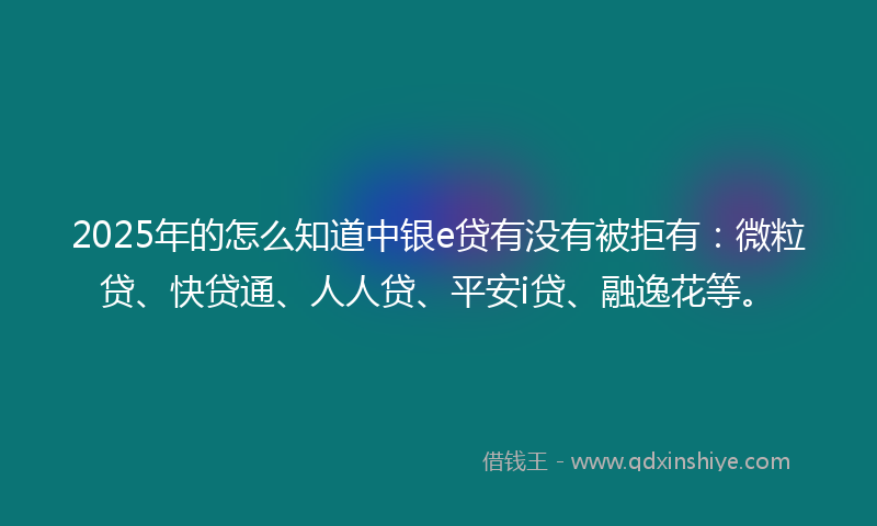 2025年的怎么知道中银e贷有没有被拒有：微粒贷、快贷通、人人贷、平安i贷、融逸花等。
