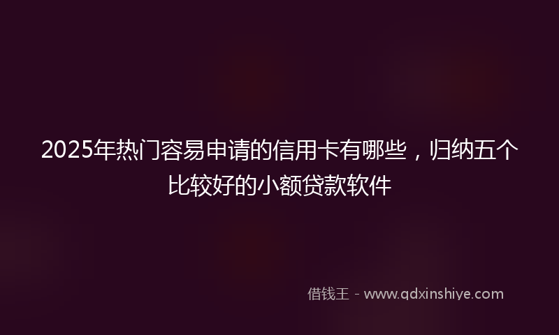 2025年热门容易申请的信用卡有哪些，归纳五个比较好的小额贷款软件