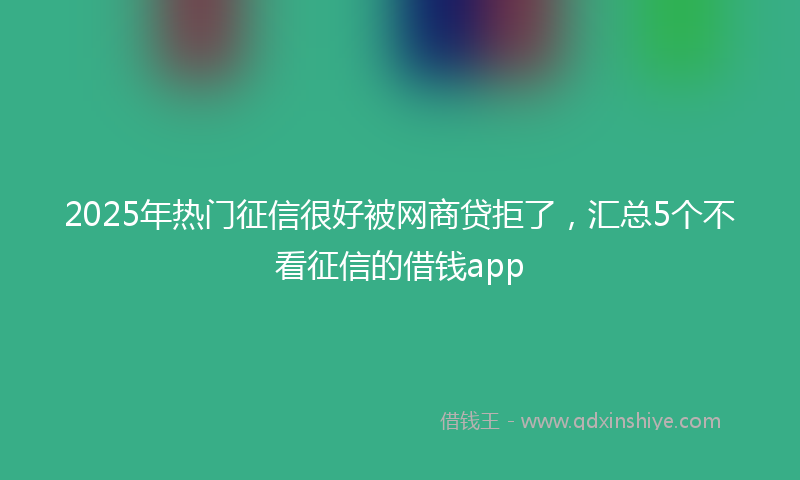 2025年热门征信很好被网商贷拒了，汇总5个不看征信的借钱app