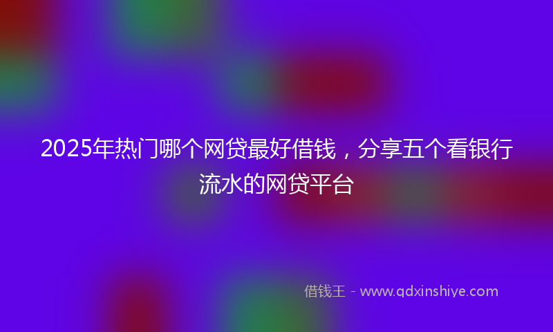 2025年热门哪个网贷最好借钱，分享五个看银行流水的网贷平台