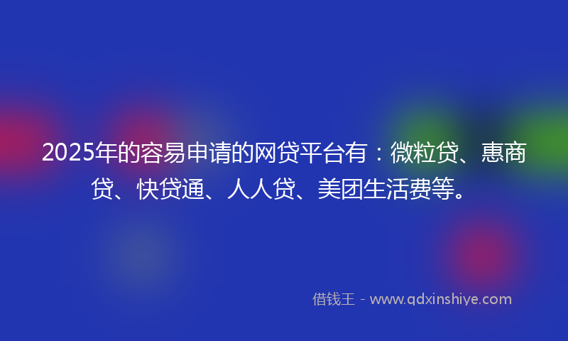 2025年的容易申请的网贷平台有：微粒贷、惠商贷、快贷通、人人贷、美团生活费等。