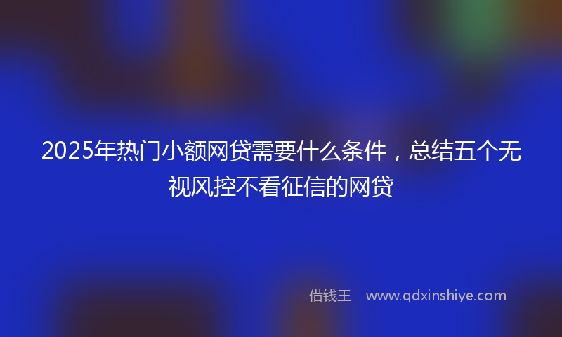2025年热门小额网贷需要什么条件，总结五个无视风控不看征信的网贷