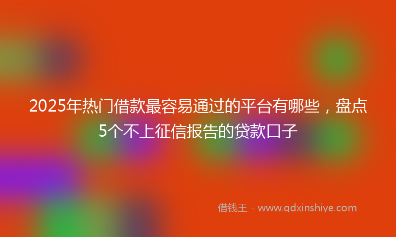 2025年热门借款最容易通过的平台有哪些，盘点5个不上征信报告的贷款口子