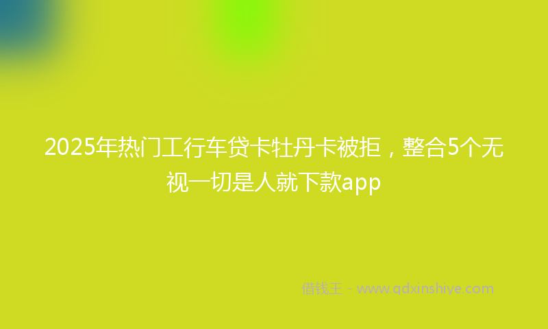 2025年热门工行车贷卡牡丹卡被拒，整合5个无视一切是人就下款app