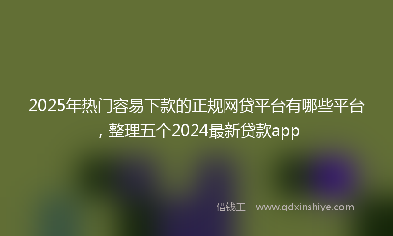 2025年热门容易下款的正规网贷平台有哪些平台，整理五个2024最新贷款app