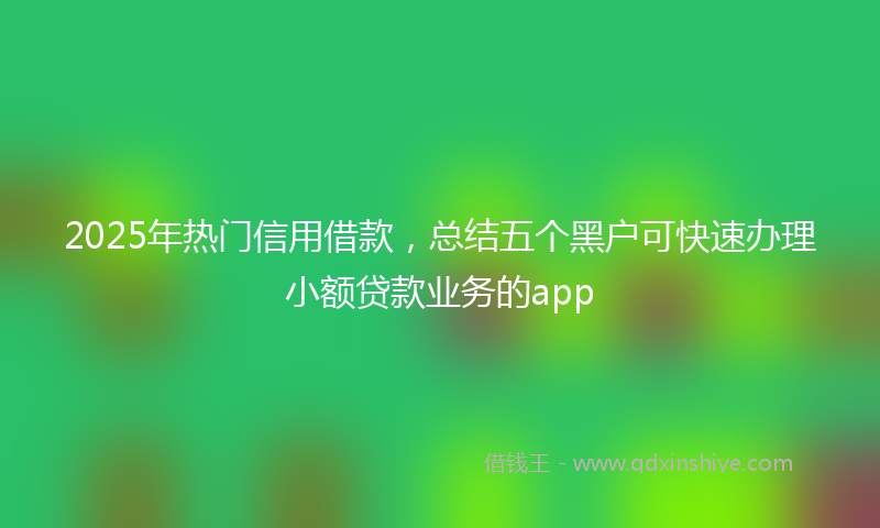 2025年热门信用借款，总结五个黑户可快速办理小额贷款业务的app