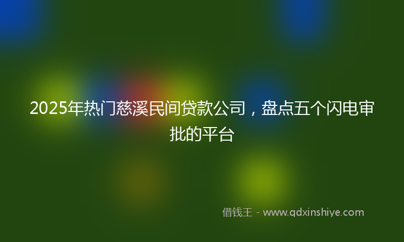 2025年热门慈溪民间贷款公司，盘点五个闪电审批的平台