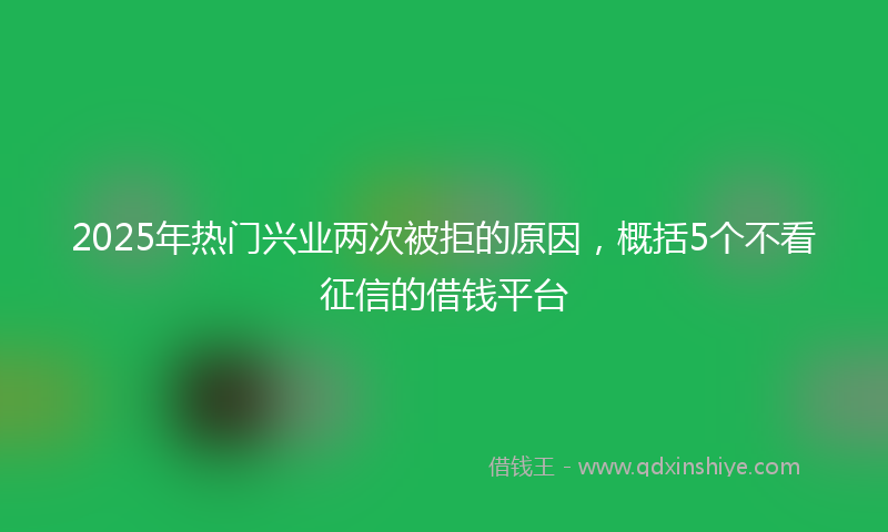2025年热门兴业两次被拒的原因，概括5个不看征信的借钱平台