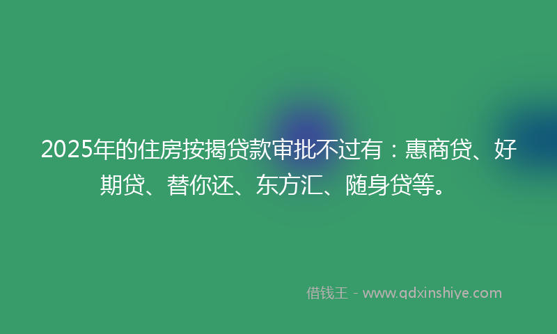 2025年的住房按揭贷款审批不过有：惠商贷、好期贷、替你还、东方汇、随身贷等。